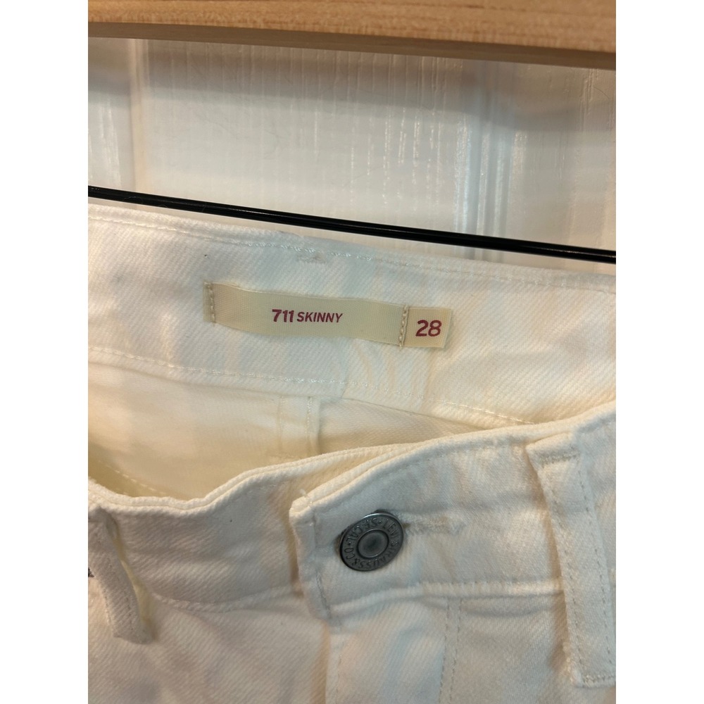 Levis 711 Skinny Jeans White Mid Rise Slim Fit Denim Pants 28 - Picture 2 of 7